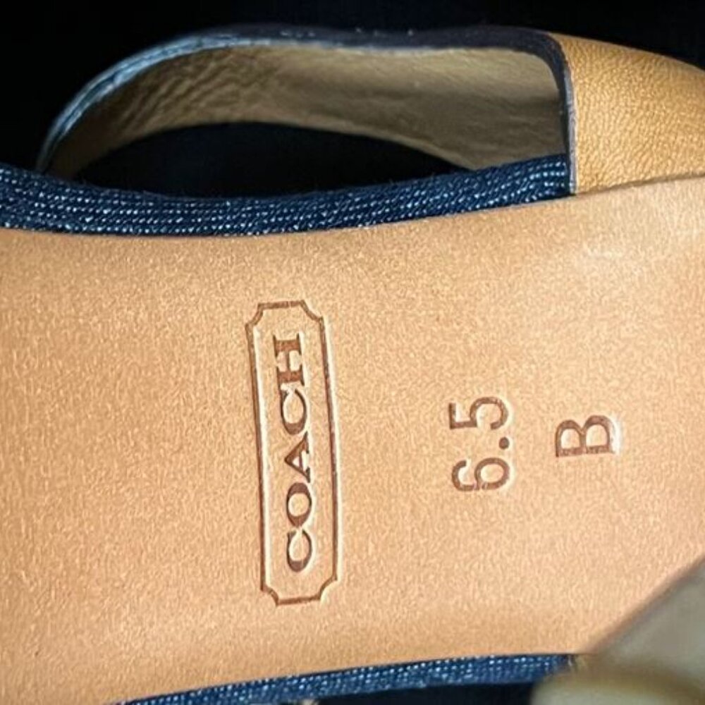 Coach Dani High Heels, Platform Open-Toe, Denim &… - image 6